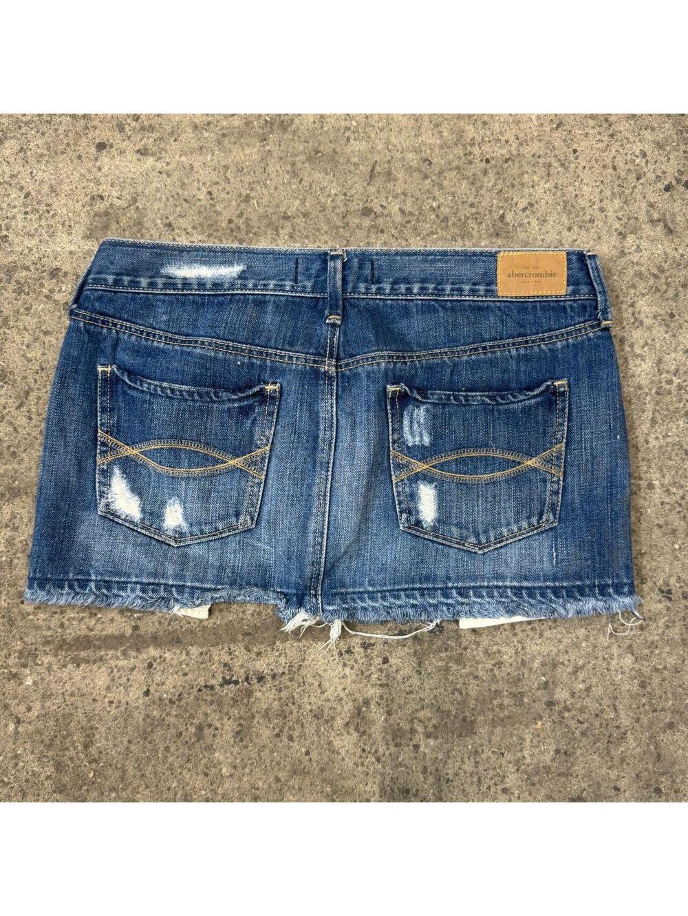 Vintage Y2K Denim Micro Mini Skirt Low Rise Abercrombie - Picture 2 of 6